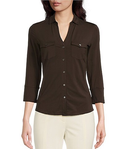 J.McLaughlin Brynn 3/4 Sleeve Point Collar Shirt