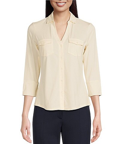 J.McLaughlin Brynn 3/4 Sleeve Point Collar Shirt