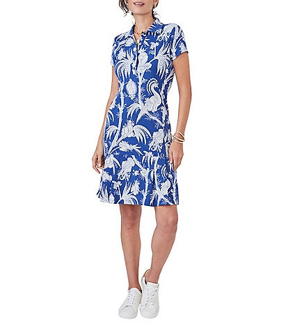 J.McLaughlin Dorte Printed Catalina Cloth Point Collar Cap Sleeve Dress