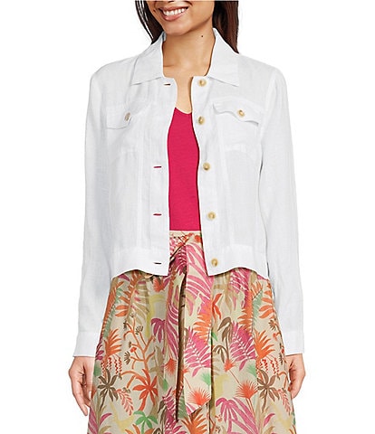 J.McLaughlin Halo Linen Point Collar Long Sleeve Jacket