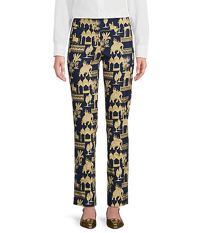 J.McLaughlin Maisie Desert Toile Print Slim Tapered Leg Elastic Waist Pull-On Pants