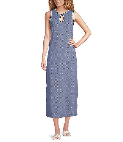 J.McLaughlin Primavera Knit Keyhole Crew Neck Sleeveless Midi Dress