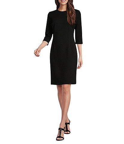 J.McLaughlin Solid Knit Catalyst Crew Neck 3/4 Sleeves Sheath Dress