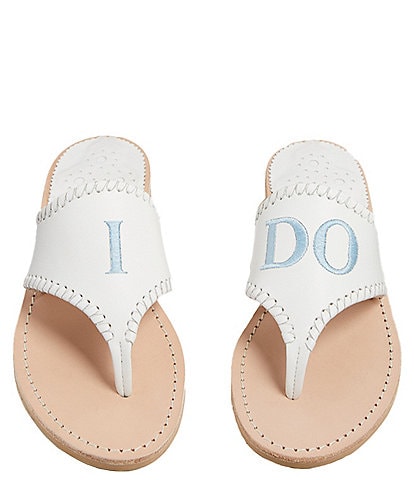 Jack Rogers Embroidered #double;I Do#double; Leather Thong Sandals