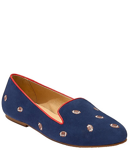 Jack Rogers Football Embroidered Suede Loafers