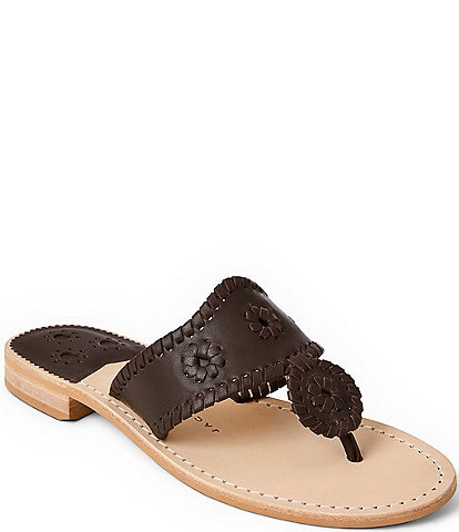 Jack Rogers Jacks Flat Leather Thong Sandals