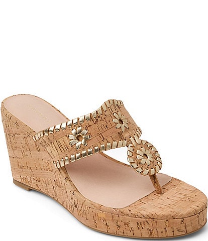 Jack Rogers Jacks High Wedge Cork Platform Thong Sandals