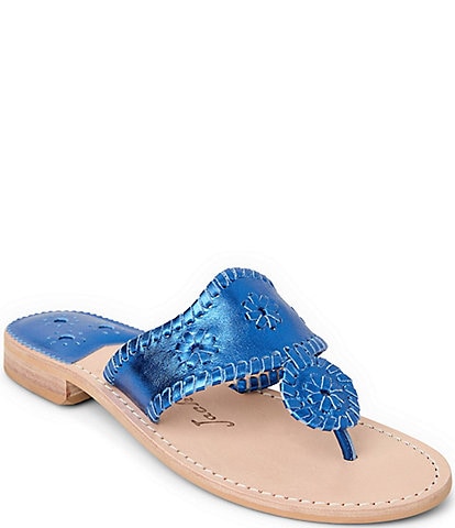 Jack Rogers Jacks Metallic Leather Flat Thong Sandals