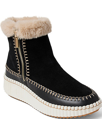Jack Rogers Janetta Suede Faux Fur Lined Platform Sneaker Booties