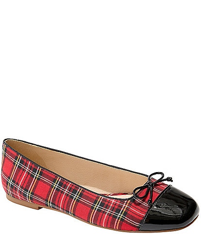 Jack Rogers Kenlyn Plaid Patent Cap Toe Ballet Bow Flats