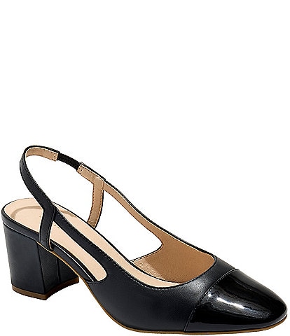 Jack Rogers Summer Leather Patent Cap Toe Slingback Pumps