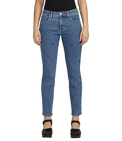 Jag Jeans Cassie Slim Straight Embroidered Floral Jeans