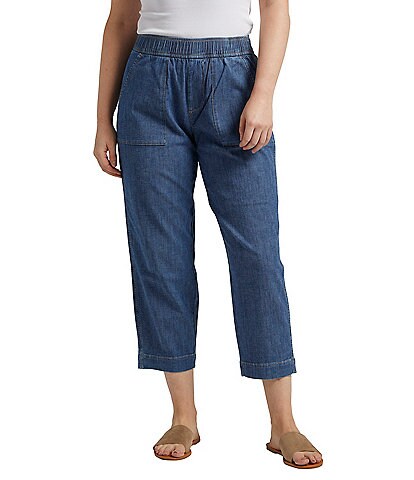 Jag Jeans High Rise Cropped 3-Pocket Style Straight Stretch Denim Pants
