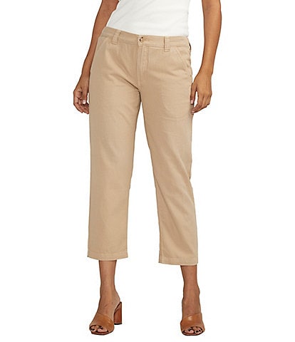 Jag Jeans Linen Blend Chino Mid Rise Straight Leg Cropped Pant