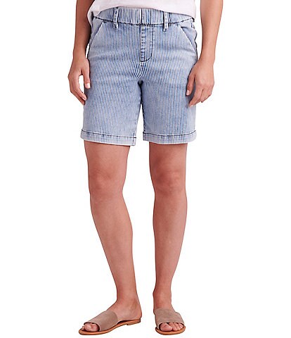 Jag Jeans Maddie Bleached Pinstripe Mid Rise Best Kept Secret Fit Technology Stretch Denim Pull-On Shorts