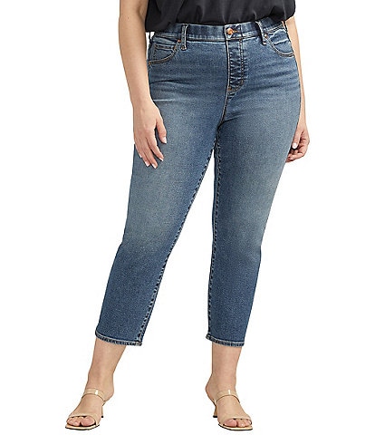 Jag Jeans Plus Size Valentina Mid Rise Straight Leg Pull-On Cropped Jean