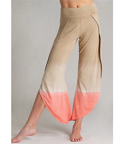 JALA Bhakti Ombre Print Knit Jersey Wide Leg Asymmetric Hem Coordinating Pants