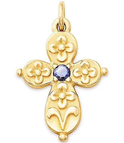 James Avery 14K Gold Blue Sapphire Floret Cross Charm