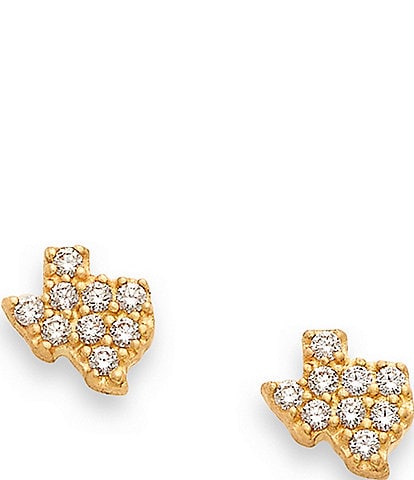 James Avery 14K Gold Delicate Pave Diamond Texas Stud Earrings