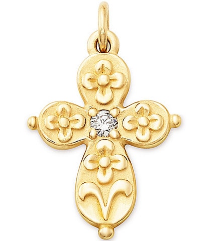 James Avery 14K Gold Floret Cross with Diamond Charm