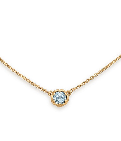 James Avery 14K Gold March Cherished Birthstone Lab Created Aqua Spinel Necklace