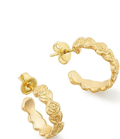 James Avery 14K Gold Rose Hoop Earrings