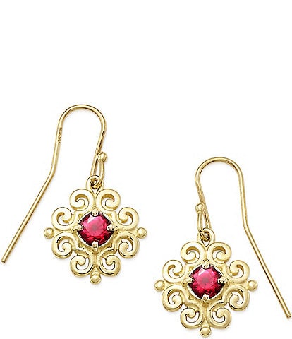 James Avery 14K Gold Scrolled Ear Hooks with July Birthstone