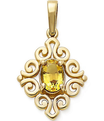 James Avery 14K Gold Scrolled Pendant with November Birthstone
