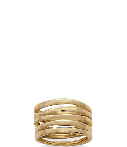 James Avery 14K Gold Stacked Sculpted Hammered Ring