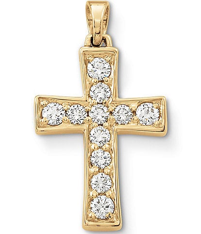 James Avery 18k Gold Plain Latin Cross Charm with Diamonds