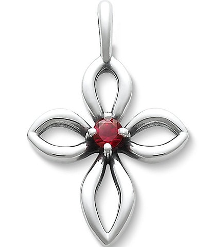 James Avery Avery Sterling Silver Remembrance Cross July Birthstone With Lab-Created Ruby Charm