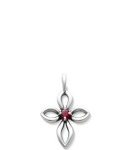 James Avery Avery Sterling Silver Remembrance Cross July Birthstone With Lab-Created Ruby Charm