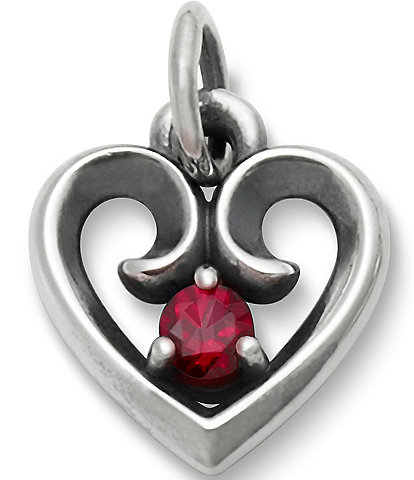James Avery Avery Sterling Silver Remembrance Heart with Lab-Created Ruby Charm