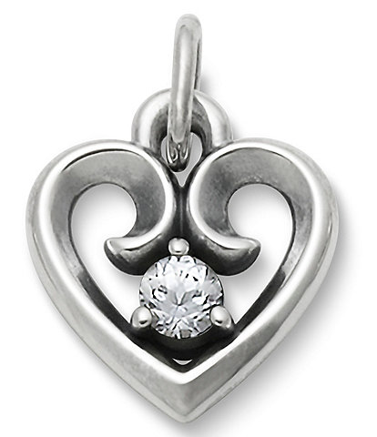 James Avery Avery Remembrance Heart April Birthstone with Lab-Created White Sapphire Charm