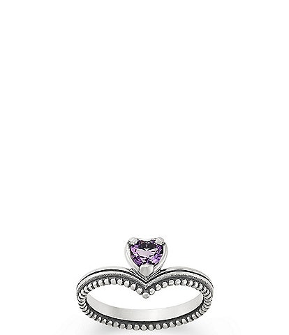Chevron Heart Gemstone Band Ring