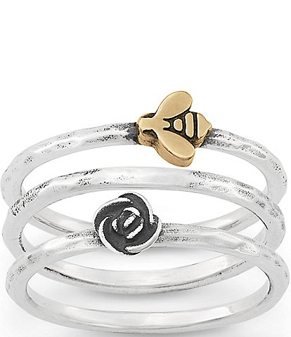 James Avery Bee and Rose Ring Set