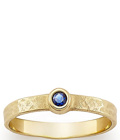 James Avery September Birthstone Blue Sapphire 14K Hammered Ring