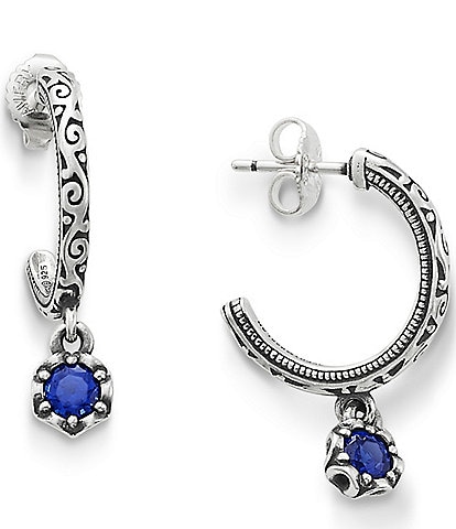 James Avery Cherished Lab-Created Birthstone Sterling Silver Hoop Earrings