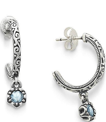 James Avery Cherished Lab-Created Aqua Spinel March Birthstone Hoop Earrings