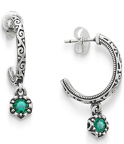 James Avery Cherished Lab-Created Emerald May Birthstone Hoop Earrings