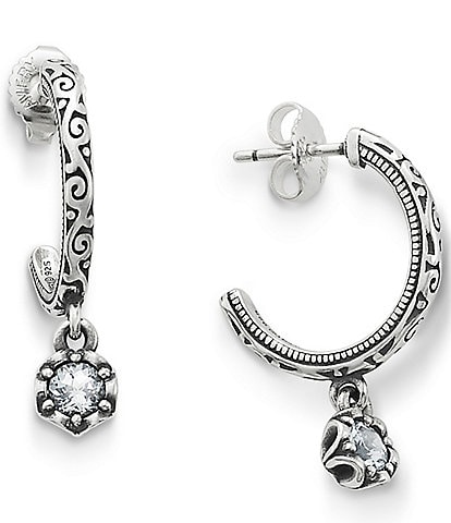 James Avery Cherished Lab-Created White Sapphire April Birthstone Hoop Earrings