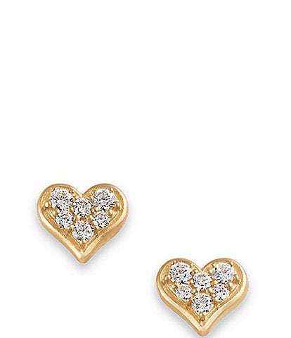 James Avery Delicate Pave Diamond 14K Gold Heart Stud Earrings
