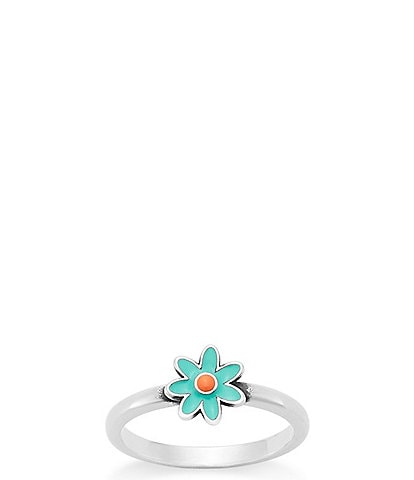 James Avery Enamel Orange Floral Band Ring