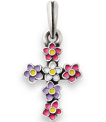 James Avery Enamel Floral Cross Pendant Charm