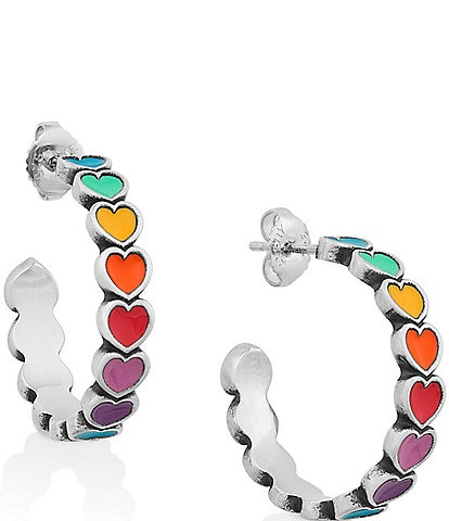 James Avery Enamel Mutli-Colored Connected Hearts Hoop Earrings