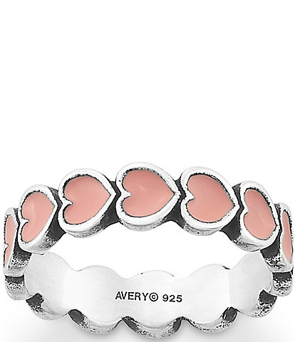 James Avery Enamel Pink Connected Hearts Ring