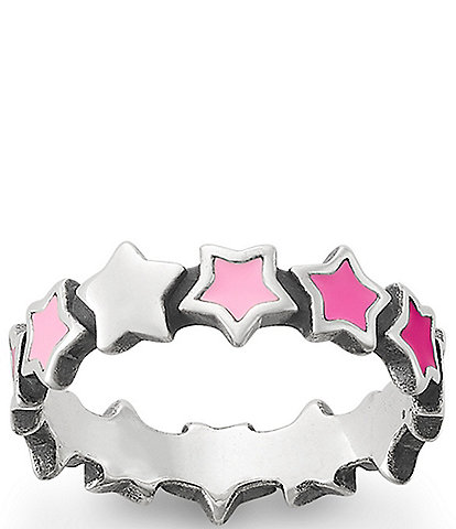 James Avery Enamel Pink Connected Stars Band Ring