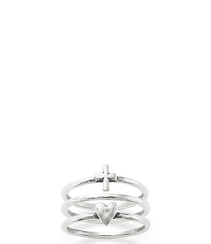 James Avery Faith & Love Heart Cross Ring Set