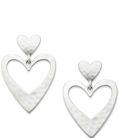 James Avery Hammered Double Heart Drop Earrings
