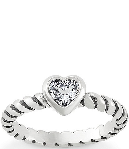 James Avery Heart Twisted Wire Ring with Lab-Created White Crystal Sapphire